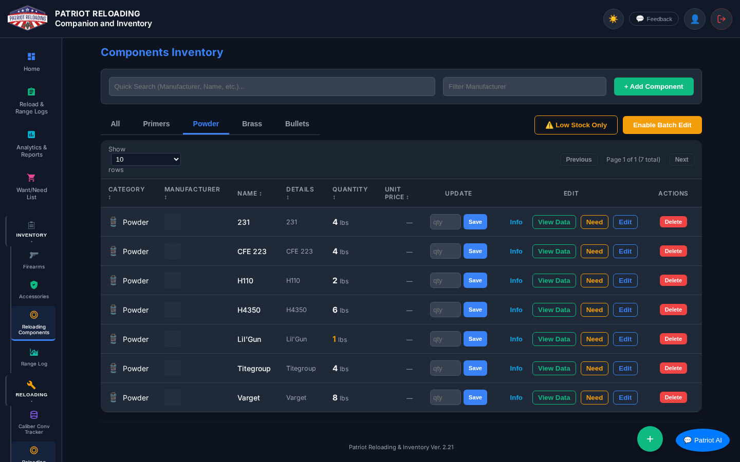 Component Inventory